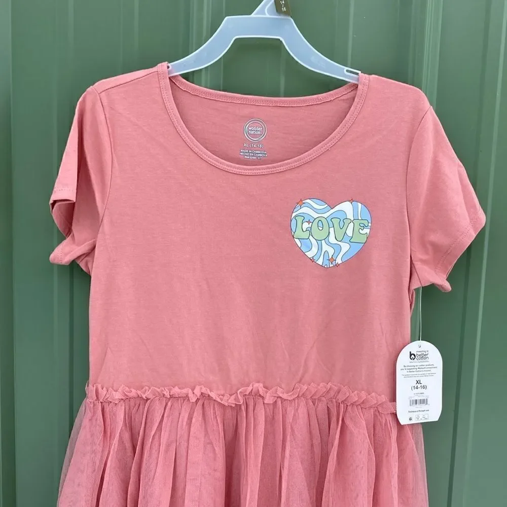 Girls Short Sleeve Comfy Tutu Dress Size XL